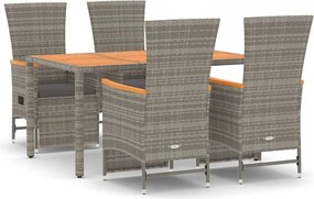 vidaXL 5 részes szürke polyrattan kerti étkezőgarnitúra párnával