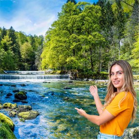 3D fotótapéta Nappali Hálószoba Vízesés Erdő Természet Tájkép 588x280 WLNK02F