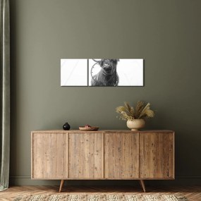 Kép - Skót tehén 4, fekete-fehér (órával) (90x30 cm)