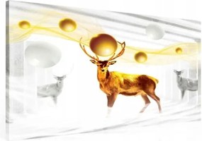 Vászonkép 60x40 Szarvas arany misztika természet tél erdő mágia hó