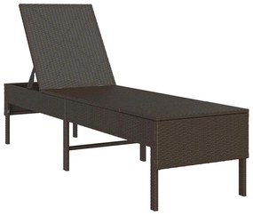 Barna polyrattan napozóágy párnával 55x200x44 cm