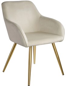 tectake 404623 marilyn bársony kinézetű székek, arany színű - krém/arany