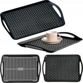 Csúszásgátló Pincér tálca Fekete Loft Téglalap alakú fogantyúval 45x32