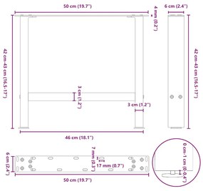 2 db natúr acél dohányzóasztal láb 50 x (42-43) cm acél