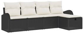 Kerti Kanapé Szett 5 pcs Fekete és krémszínű 234 x 117 x 85 cm