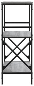 3 szintes szürke sonoma szerelt fa könyvespolc 56x35x90,5 cm