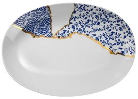 28 darabos porcelán étkészlet – fehér/arany/kék