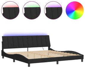 fekete bársony ágykeret LED-világítással 200 x 200 cm