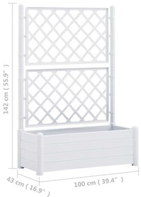 fehér polipropilén rácsos kerti ültető 100 x 43 x 142 cm