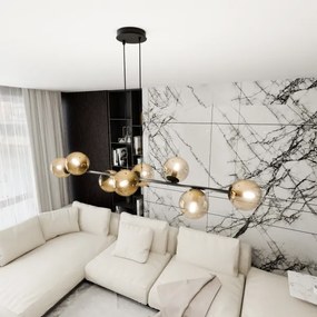 Csillár zsinóron ROSSI 8xE14/10W/230V fekete/bézs