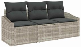 Kerti Kanapé Szett 3 pcs Világosszürke Poli rattan