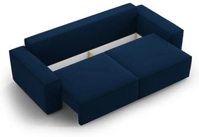 Sötétkék bársony kinyitható-tárolóhelyes kanapé 247 cm Jodie – Micadoni