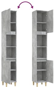 betonszürke szerelt fa fürdőszobaszekrény 30 x 30 x 190 cm
