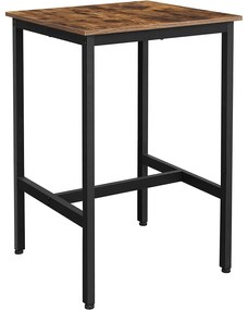 Szögletes magas bárasztal 60 x 60 x 90 cm, rusztikus barna és fekete
