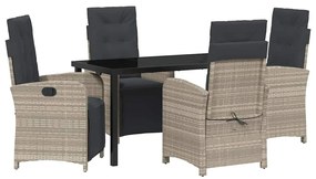 vidaXL Kert étkező szett párnával 5 pcs Világosszürke polirattan