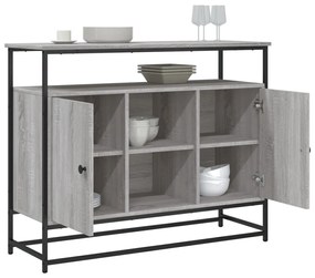 szürke sonoma színű szerelt fa tálalószekrény 100 x 35 x 80 cm