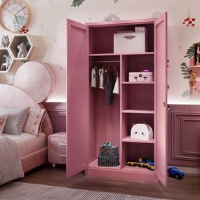 Zárható tárolószekrény DAWID, 900 x 1850 x 450 mm, Fresh Style: púderrózsaszín