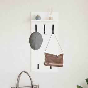 Fali Kabáthorog polcokkal Fehér 90 x 40 x 10 cm Faanyag