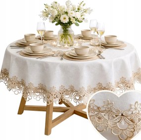 Abrosz Kerek Fehér, barna Gipszkarton asztalra, foltálló Kör 150x150