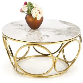 VENUS 2 asztal, fehér márvány / arany