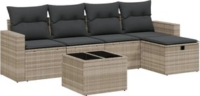 vidaXL 6 részes világosszürke polyrattan kerti ülőgarnitúra párnákkal