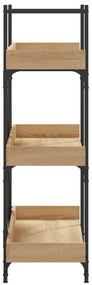 3-szintes sonoma tölgy szerelt fa könyvespolc 100x33x108,5 cm