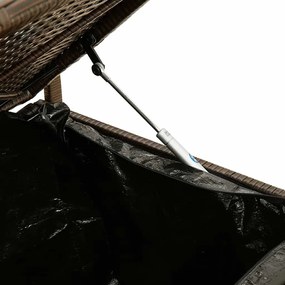 barna polyrattan kerti tárolópad párnával