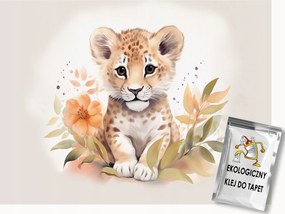 Fotótapéta Flizelina Akvarell Kis Leopárd Gepárd Macska Virágok 300x210 ragasztó