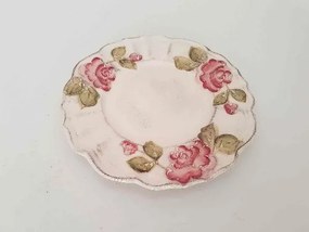 Domború mintás desszerttányér,virágos bordó,kézzel festett-dia22x1,8cm