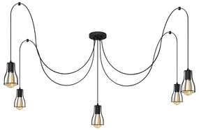 Csillár zsinóron TUBE LONG 5xE27/10W/230V fekete