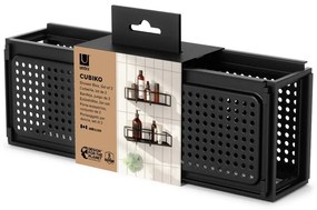 Fekete öntapadós acél fürdőszobai polc szett 2 db-os Cubiko – Umbra