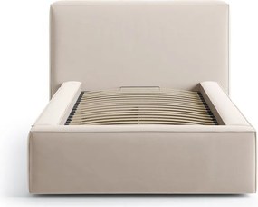 Bézs kárpitozott ágyneműtartós egyszemélyes ágy ágyráccsal 90x200 cm Jodie – Micadoni