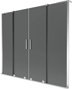 Mexen Velar L Duo, 2 szĂĄrnyas eltolhatĂł kĂĄdparavĂĄn 170 x 150 cm, 8mm szĂŒrke ĂŒveg, krĂłm, 896-170-003-42-01