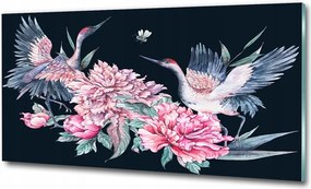 Fotó-üvegkép Darvak és bazsarózsa 100x70