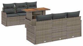 vidaXL Kerti Kanapé Szett tárolóval 7 pcs Szürke Poli rattan