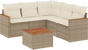 vidaXL 6 részes bézs polyrattan kerti ülőgarnitúra párnával