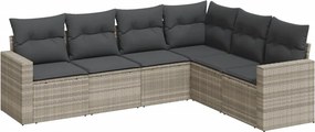 vidaXL 6 részes világosszürke polyrattan kerti ülőgarnitúra párnákkal