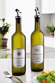 2 részes borostyánszínű üveg olajadagoló készlet 750 ml
