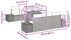 7 darabos Kertibútor Szett párnákkal Barna Polyrattan