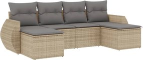 vidaXL 6 részes bézs polyrattan kerti ülőgarnitúra párnával