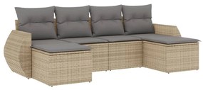 vidaXL 6 részes bézs polyrattan kerti ülőgarnitúra párnával