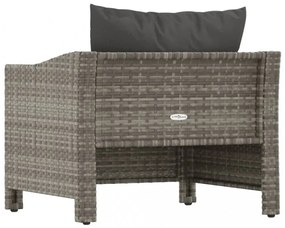 szürke polyrattan kerti fotel párnával