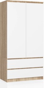 Szekrény S90 2D 2DB Clp Pk Sonoma Fehér Akd