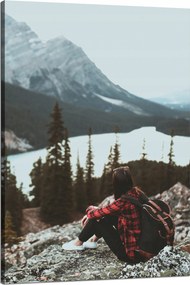 Vászonkép Emberek Hegyek Nő az ösvényen 80x120