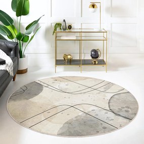 Bézs mosható kerek szőnyeg ø 120 cm Simple Lines – Mila Home