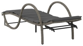 szürke polyrattan napozóágy párnával 60x199x42 cm