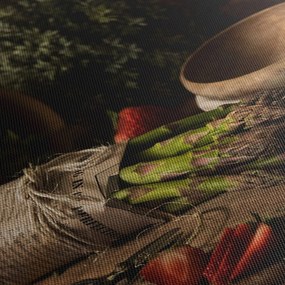 Spárga az asztalon képe (órával) (90x30 cm)