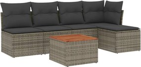 vidaXL 6 részes szürke polyrattan kerti ülőgarnitúra párnákkal