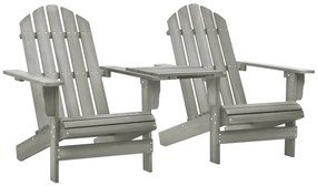 vidaXL szürke tömör fenyőfa kerti Adirondack székek teázóasztallal