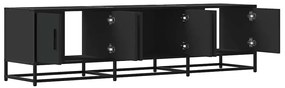 fekete szerelt fa és fém TV-szekrény 150x35x41 cm